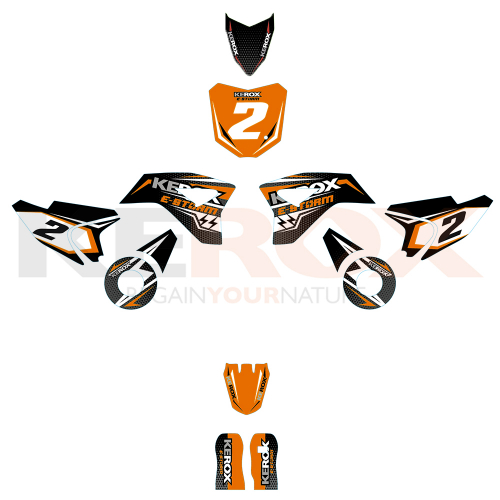 Kit décoration de moto electrique pour enfant KEROX E-STORM Orange