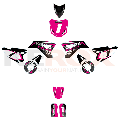 Kit décoration de moto electrique pour enfant KEROX E-STORM rose