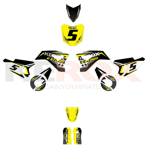 Kit décoration de moto electrique pour enfant KEROX E-STORM jaune Kit décoration de moto electrique pour enfant KEROX E-STORM jaune