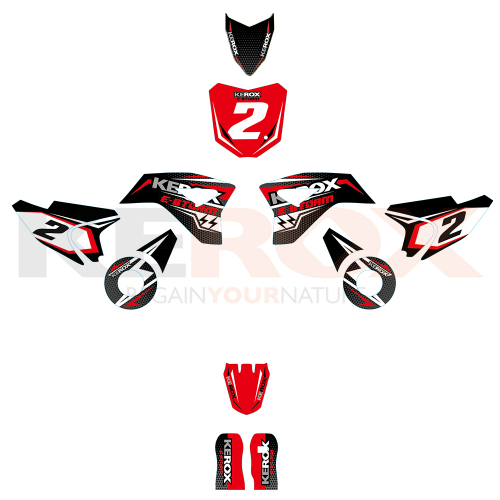 Kit décoration de moto electrique pour enfant KEROX E-STORM rouge