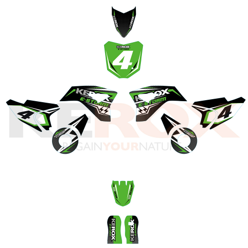 Kit décoration de moto electrique pour enfant KEROX E-STORM vert